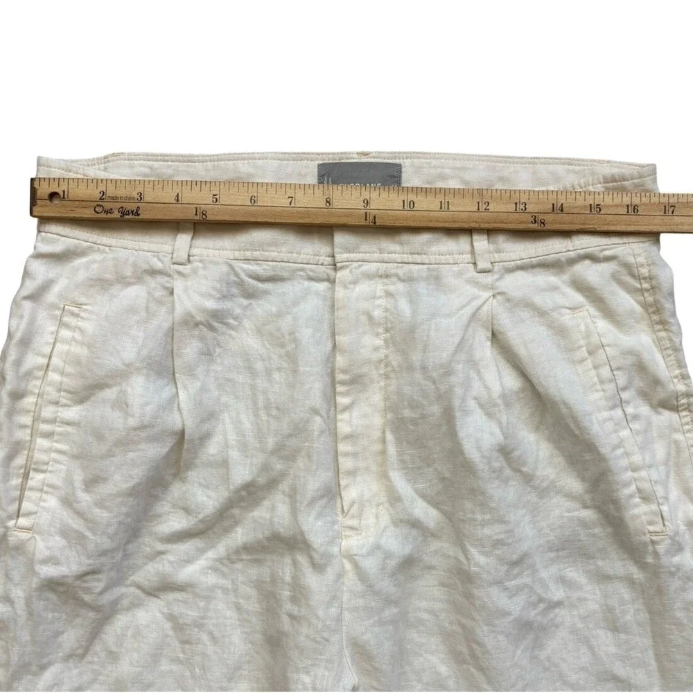 Everlane Linen Way High Drape Pant Women 14 Pleated Cream White Beige Wide Leg - Picture 8 of 10